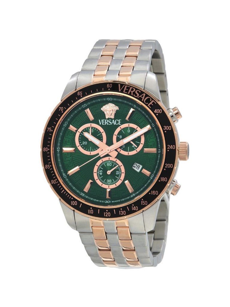 Nwt Versace Sport Chrono Quartz Green Dial Men's Watch